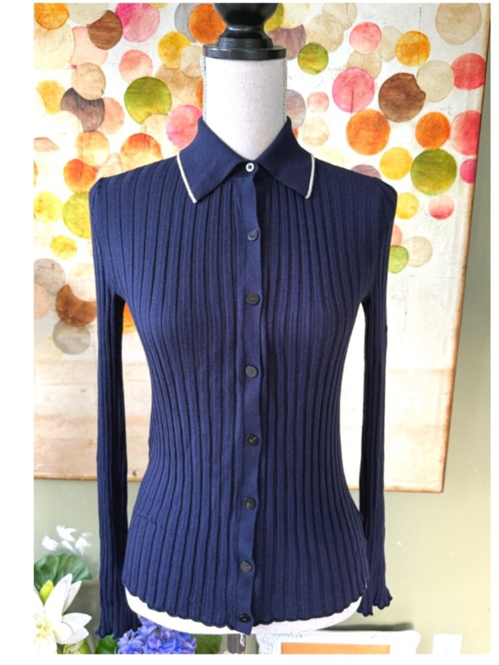 Theory Everly Button-Down Ribbed Sweater - Picture 5 of 7